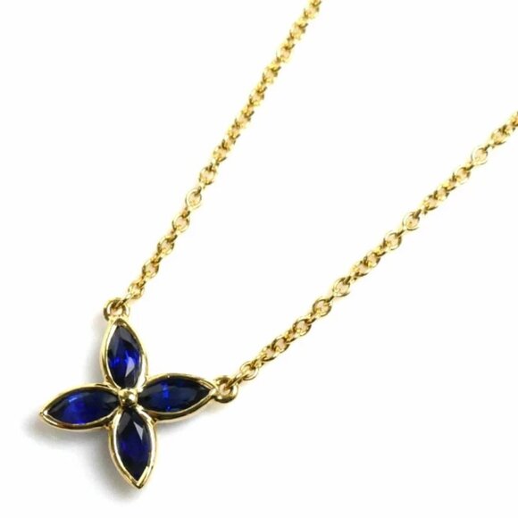 Tiffany & Co. Victoria Blue Sapphire Necklace 16" 18K Yellow Gold Auth - Picture 3 of 6
